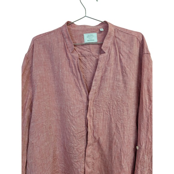 Murano Baird McNutt V Neck Button Front Shirt 100% Linen Brick Red XXL - Picture 3 of 8